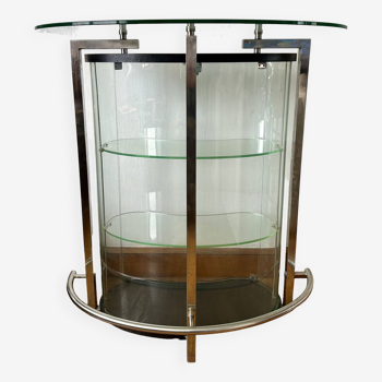 Rounded bar in tempered glass 1980