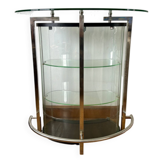 Rounded bar in tempered glass 1980