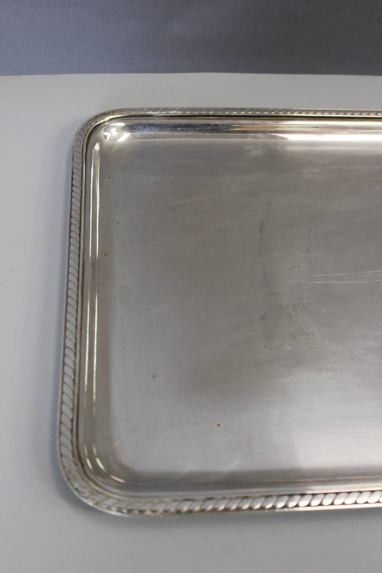 Silver-Plated Service Tray with Marine Anchor