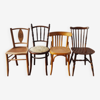 Set of 4 mismatched bistro chairs