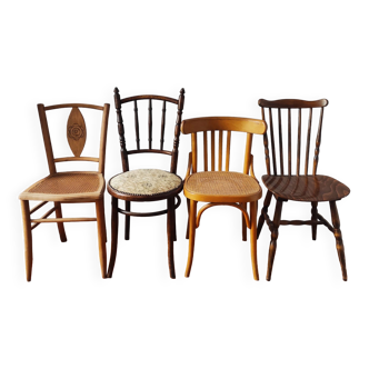 Set of 4 mismatched bistro chairs