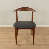 Chaise "corne de vache"  en noyer et similicuir noir