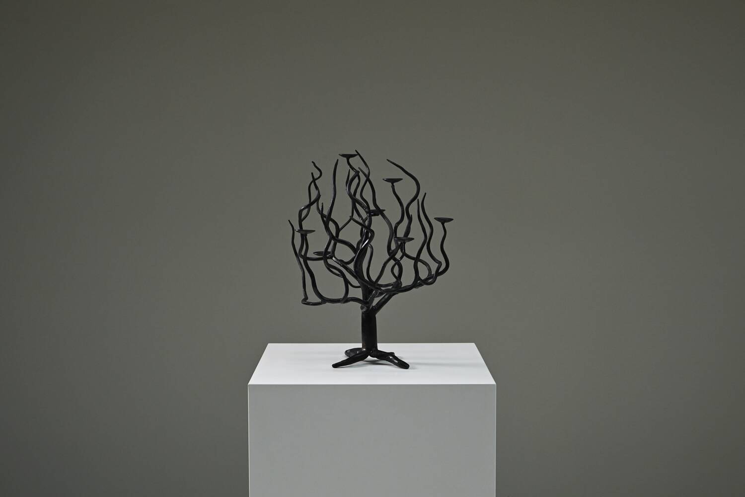 Black brutalist tree candle holder “tree of life” 1970s.