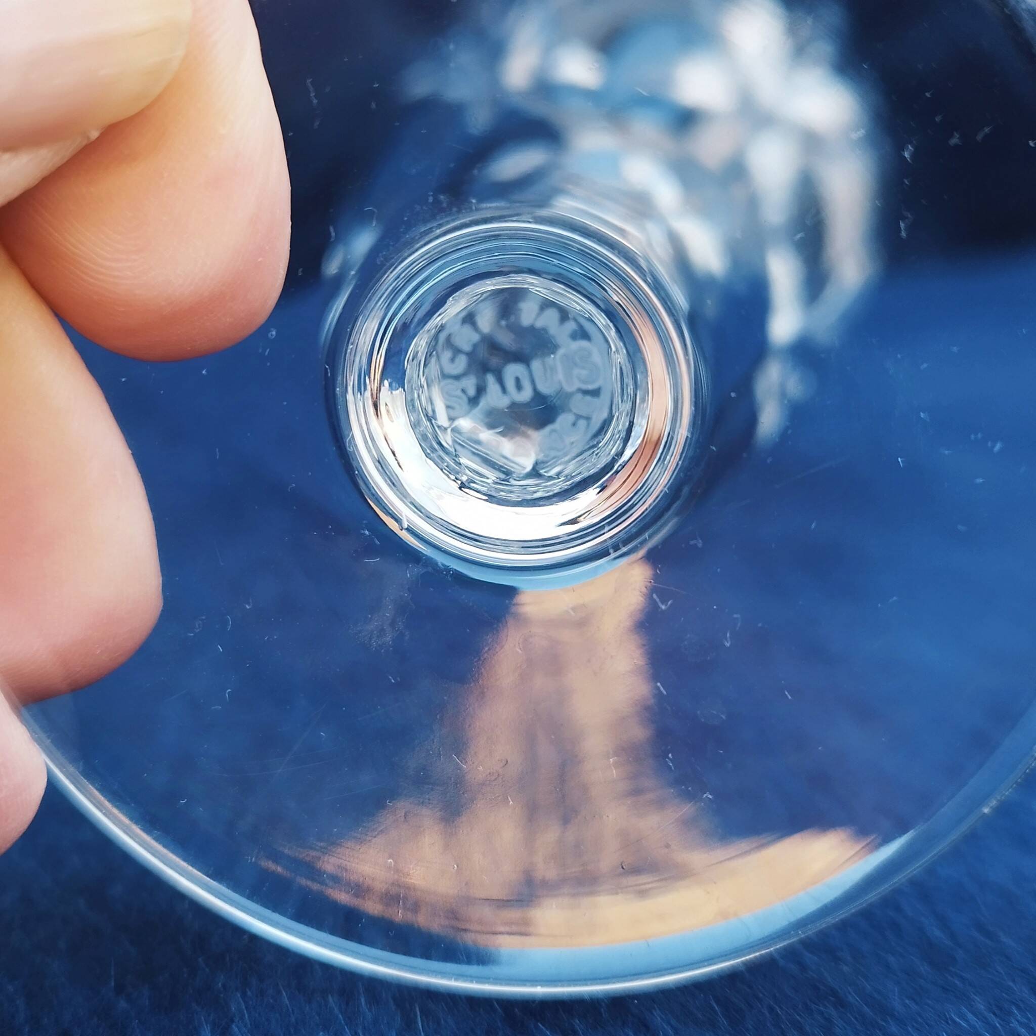 Six vintage Saint Louis Monaco cut crystal wine glasses
