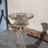 pair of molded glass candlesticks