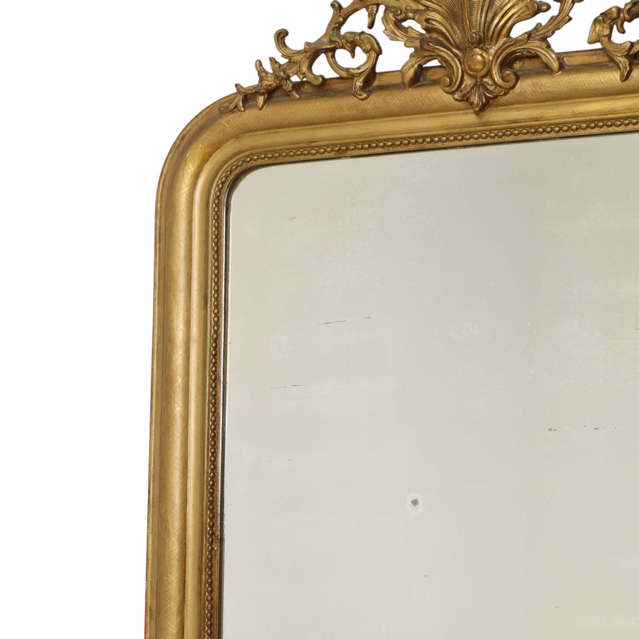 Miroir doré français Louis Philippe antique, fin du 19e siècle