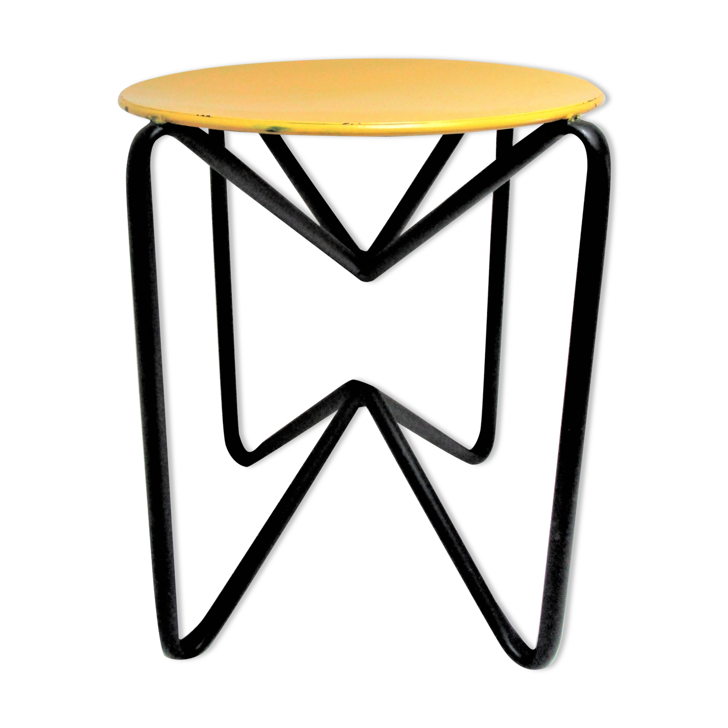 Yellow and black metal stool design 90s