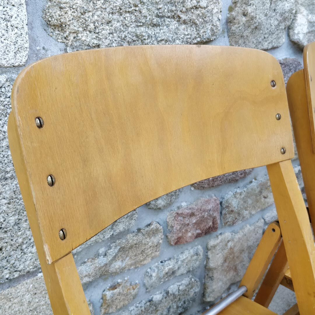 Four 60s wooden Stella chairs