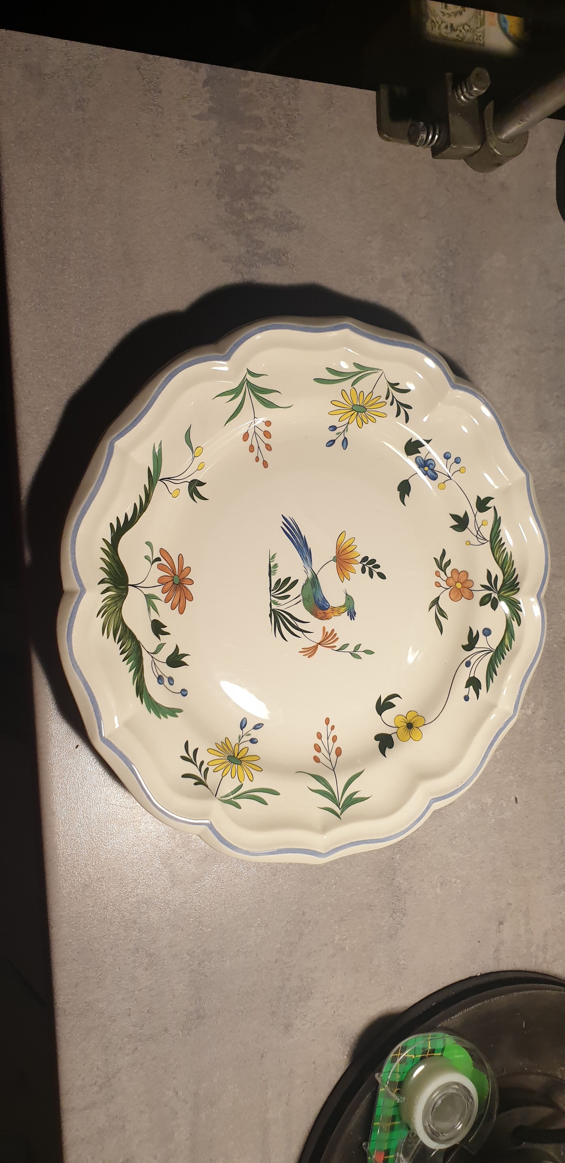 Dish gien decor birds of paradise