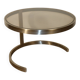 Table basse d'appoint vintage en acier brossé et verre, 1970