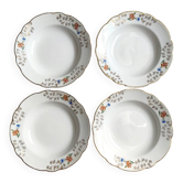 Lot de 4 assiettes creuses vintage Sarreguemines modèle Béarn fleurs