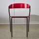 Red Plywood and Curved Metal Frame Chair