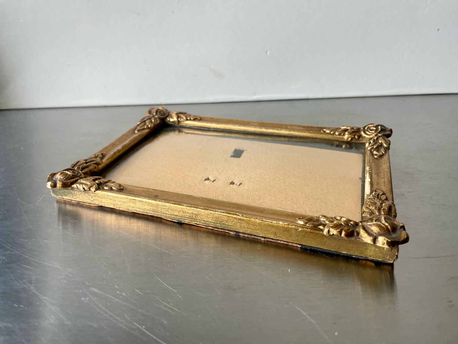 Antique art nouveau frame gilded wood measurements 20 cm x 14 cm convex glass