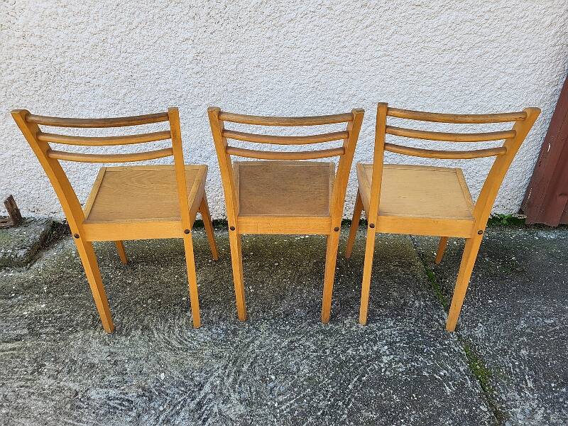 Serie de 3 chaises bistrot 1950