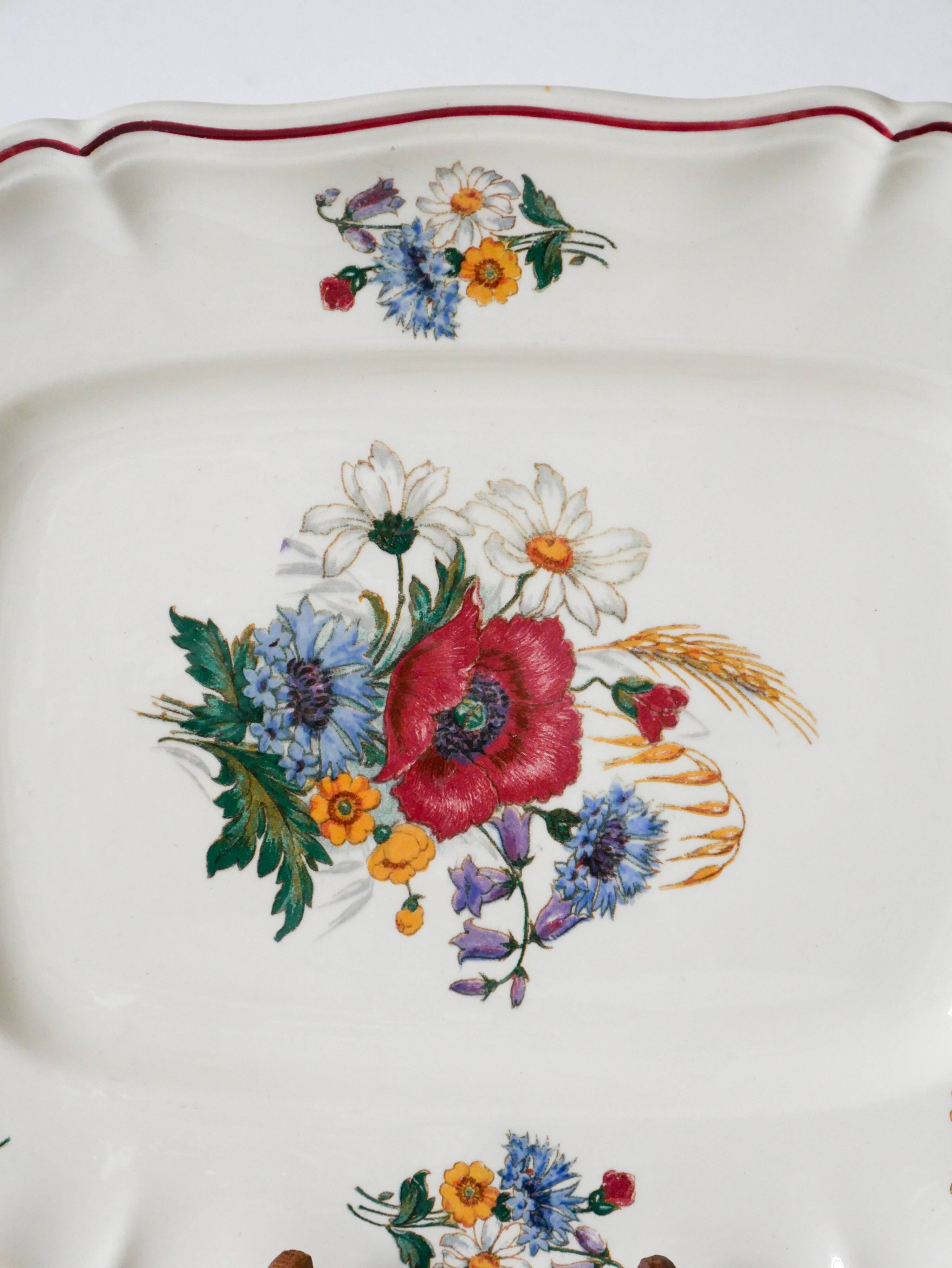 Rectangular dish Digoin Sarreguemines model Agreste, 1960