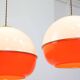 Space Age Italian Orange Plexiglass and Brass Pendant Lamp, 1970s
