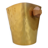 Gold anodised aluminium ice bucket, teak handles, signed T.L PARIS.