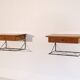 Pair of Scandinavian wall bedside tables in teak 1960