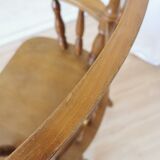 Vintage Beech Wood Windsor Dining Chair - 1970s Captains Armchair