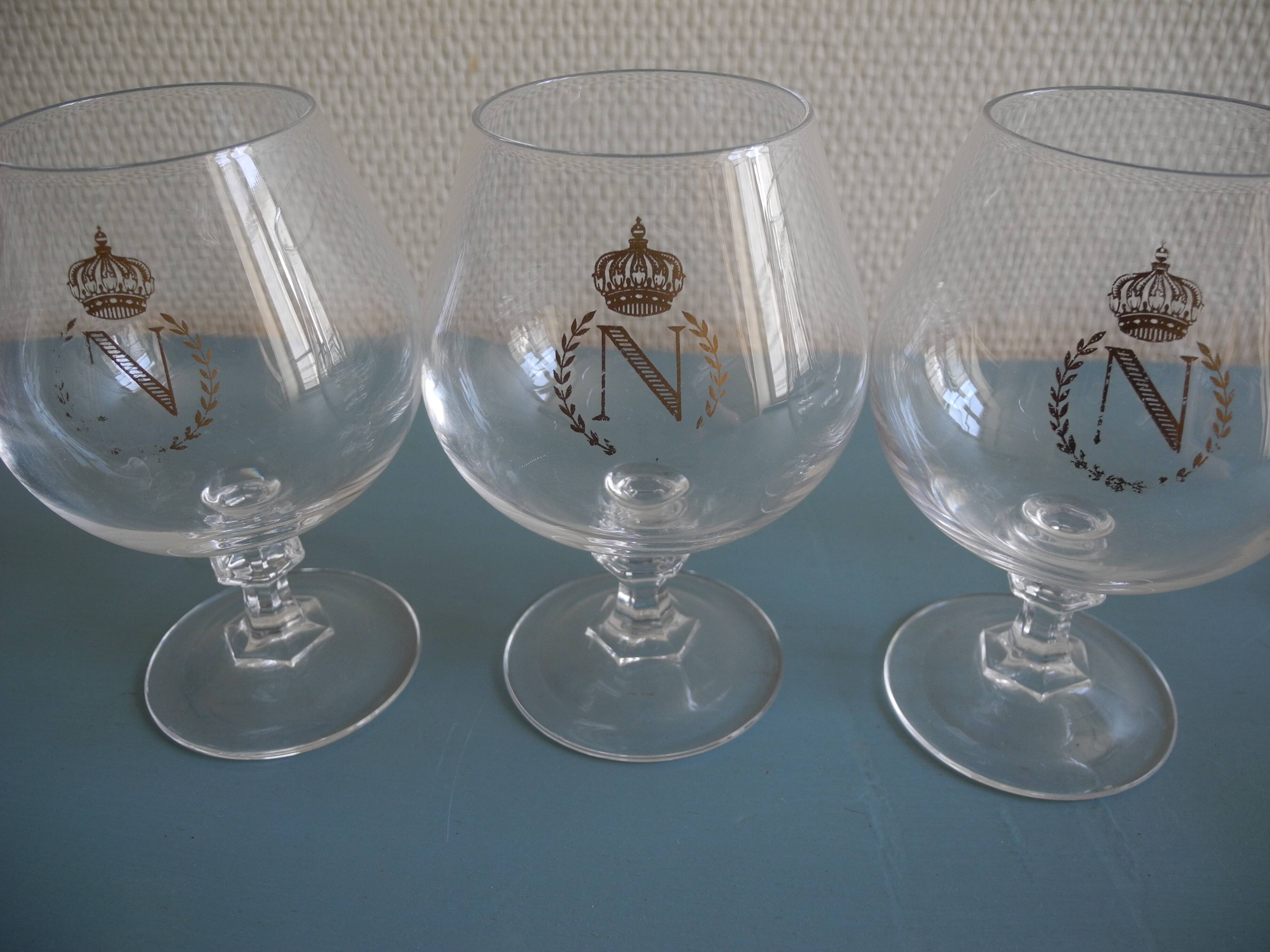 set of 6 cognac liqueur crystal glasses Napoleon old crystal glasses