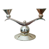 Bougeoir argenté double feux