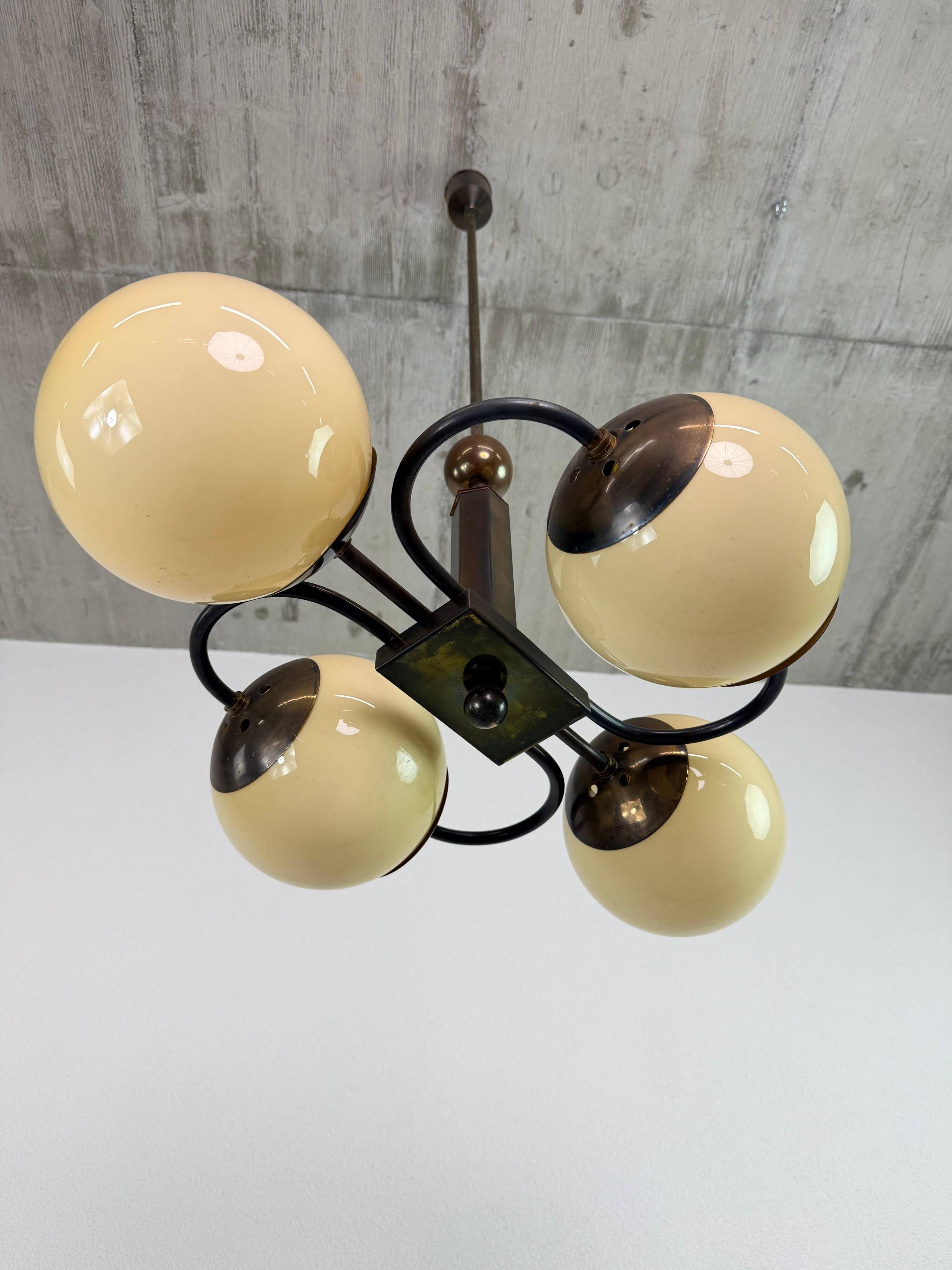 Czechoslovak rondocubist / Geometric Art Deco pendant lamp