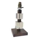 Modernist Art Deco lamp base in wood and glass, France 1930.