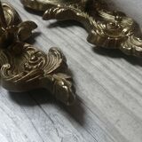 Pair of bronze wall lights, angels, cherubs, cherubs