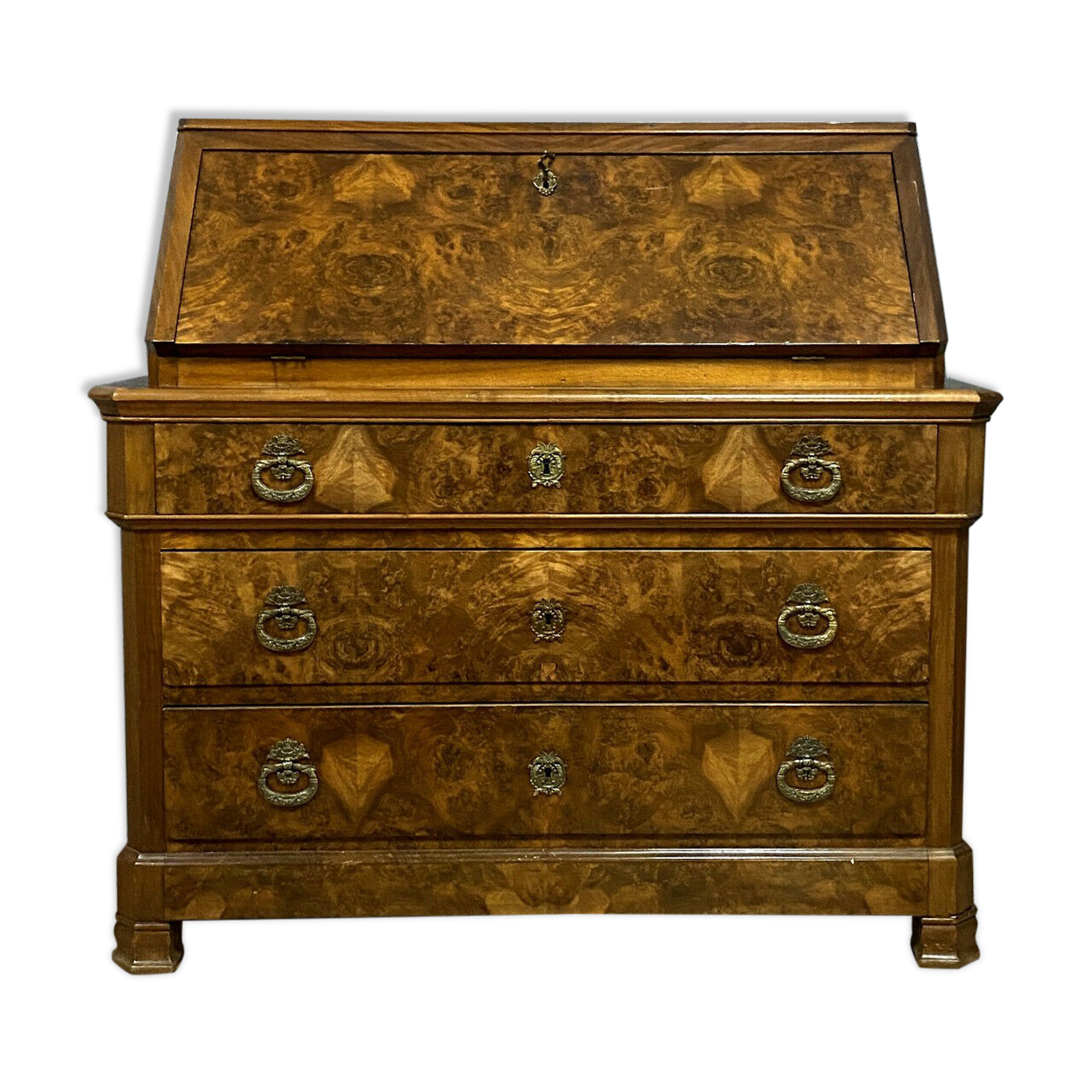 Commode scriban era Louis Philippe in walnut bramble around 1830
