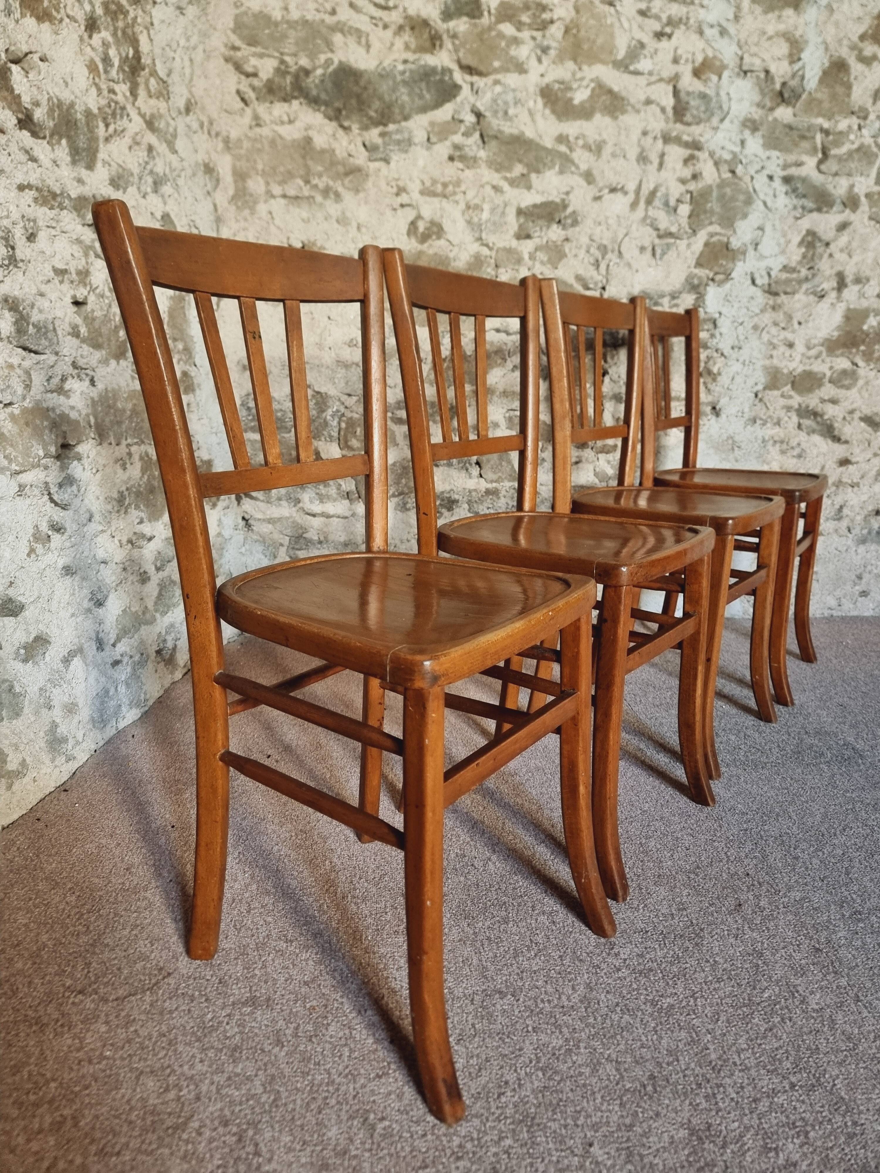 Set of 4 vintage Luterma beech bistro chairs – 1950s