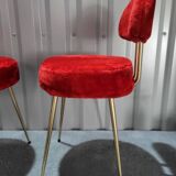 Pair of Pelfran Vintage red furry sheepskin chairs