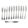 Series of 12 silver metal fish knives Christofle model Ribbon