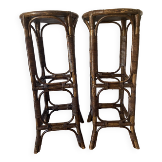 Vintage rattan bar stools or plant holder