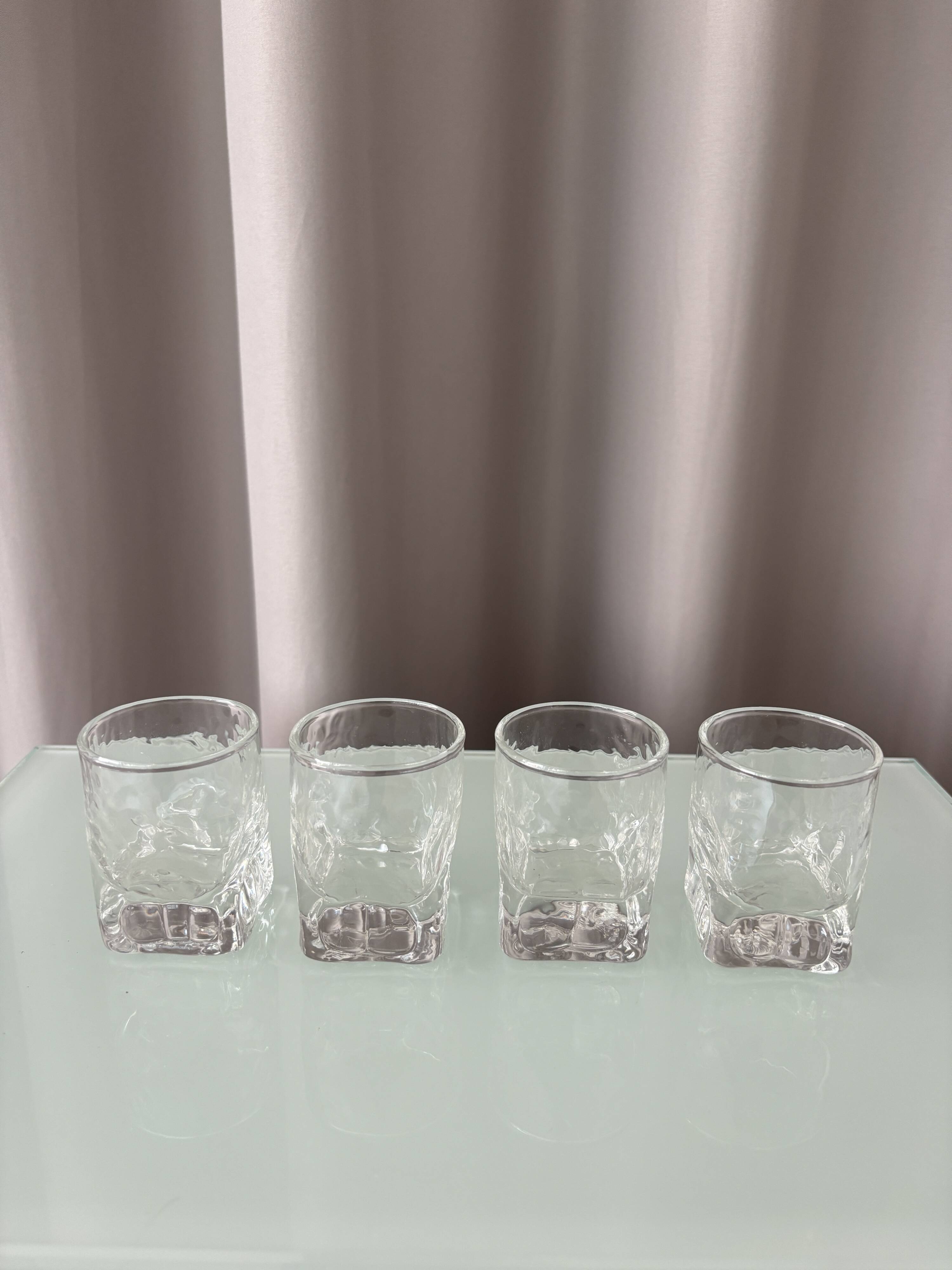 Set of 4 Vintage Brutalist Textured Shot Glasses
