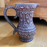 Pitcher Jean Austruy ceramic Vallauris burgundy