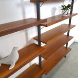 Mid Century Olof Pira Zweden teak modulair LP wandsysteem