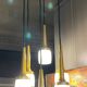 Cascade chandelier 6 elements, Staff Leuchten, brass and gold-plated aluminum, glass, ca 1970