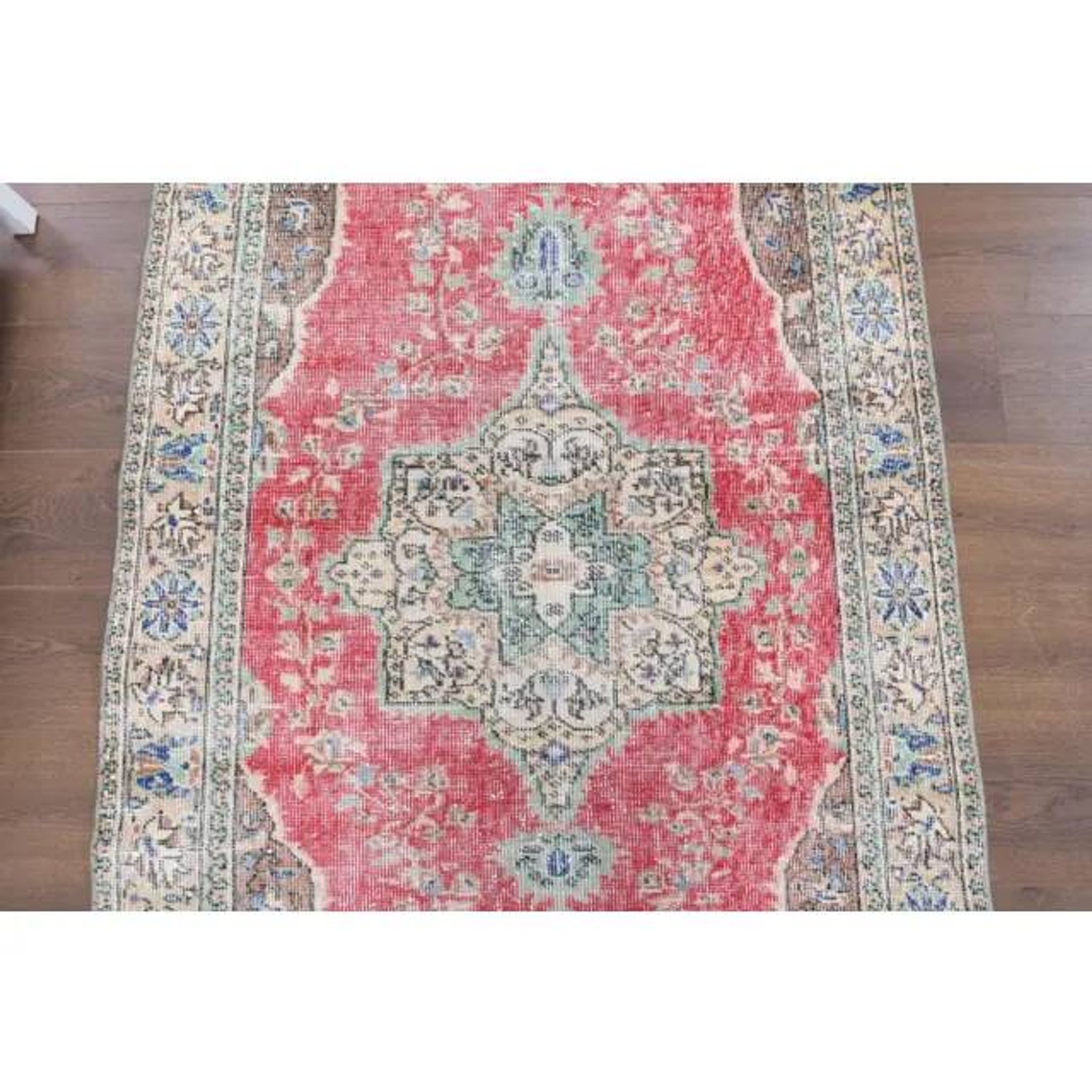 Vintage Turkish Oushak Handmade Wool Cotton Red Area Rug  111x199