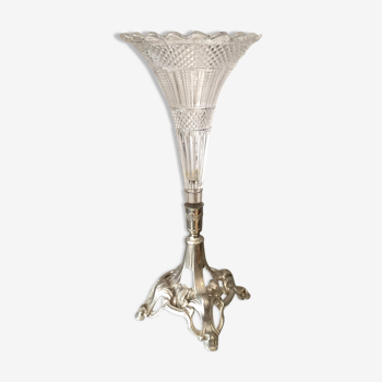 Vase soliflore en verre et régule