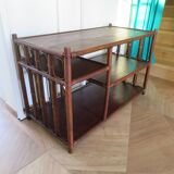 Retro-Side table-vinyl furniture-wood, rattan and bamboo-80s