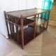 Retro side table - vinyl furniture - rattan and bamboo - 1980s