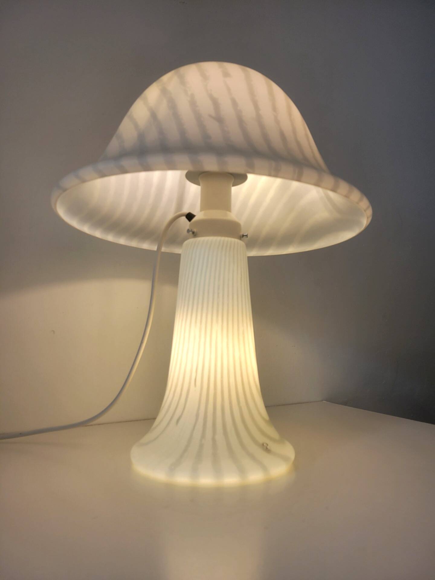 Large mushroom lamp by Peill & Putzler in zebra glass
