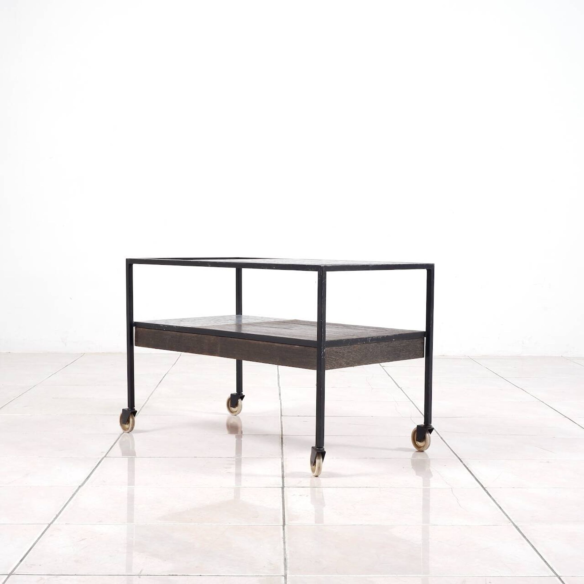 Chariot de bar en mosaïque par Herbert Hirche pour Rosenthal