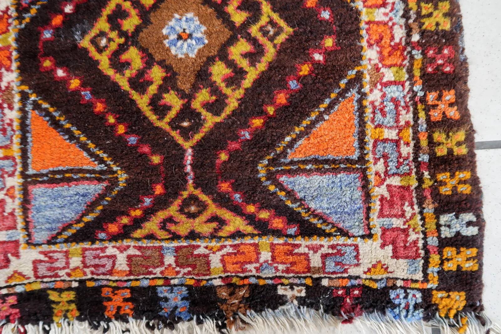 Handmade vintage Turkish Yastik rug 54cm x 80cm, 1950s