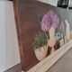 Oil painting on canvas flower and pot 100 x 50 cm