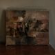 Contemporary abstract and textured tableau, painting on canvas 20th century.