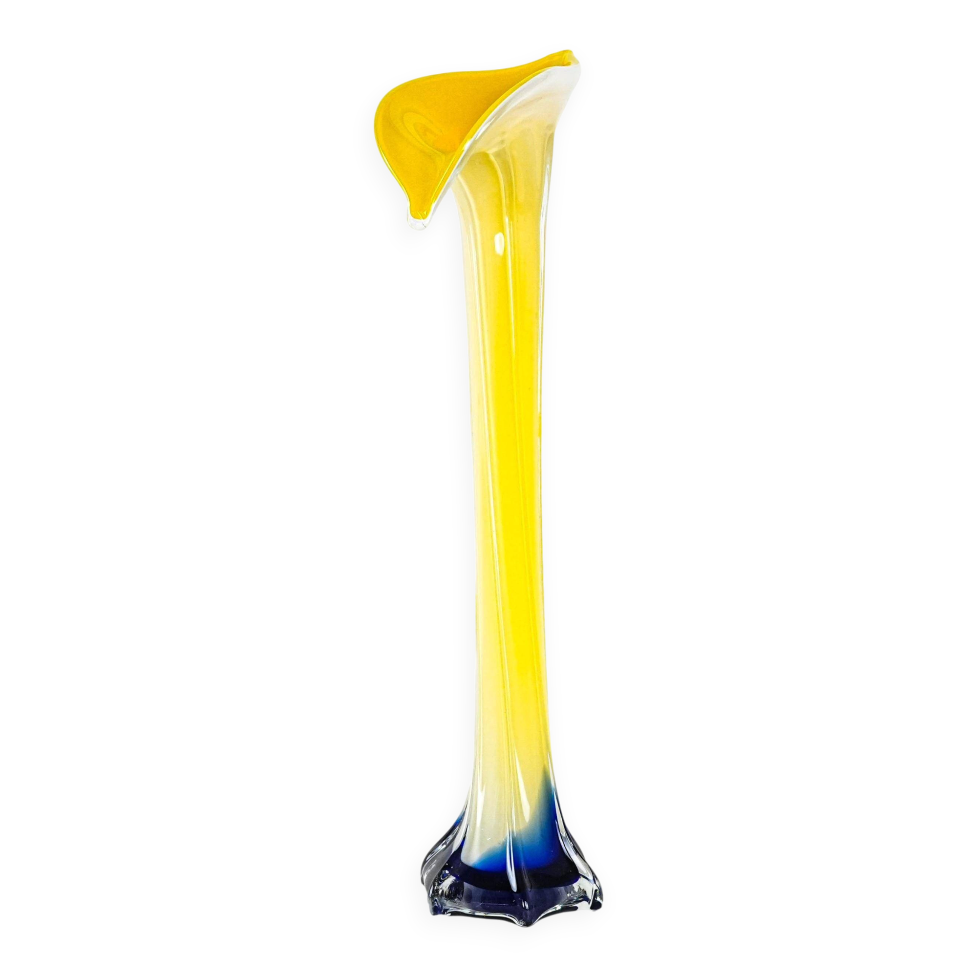 Yellow vase, Murano glass, Italian design, 1970s, made in Italy