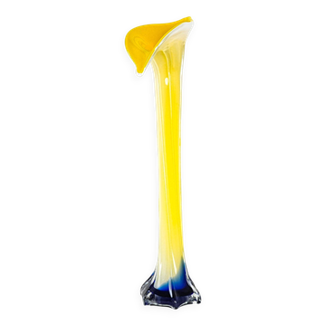 Yellow vase, Murano glass, Italian design, 1970s, made in Italy