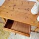 Low farmhouse table in honey pine wood with drawer, L96cm