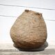Old basket, burgundy straw and bramble, woven basket, interior decoration, pantry, flowerpot